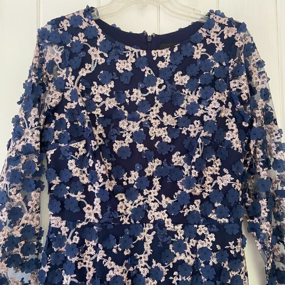 NWOT Xscape Blue Floral Applique Embroidered Formal Cocktail Dress Size 8 - Picture 3 of 13